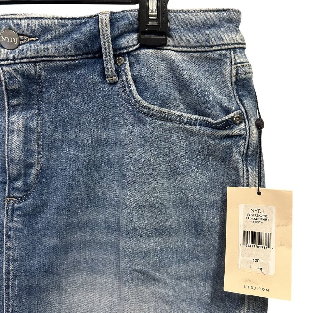 NYDJ Women's Size 12P Quinta 5 Pocket Stretch Denim Jean Skirt Just Above Knee - Picture 4 of 8